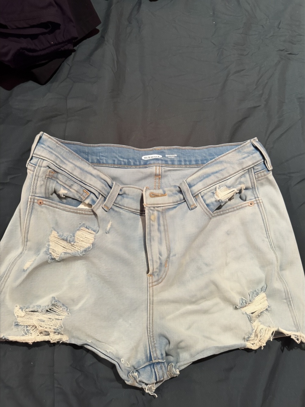 Distressed Light Blue Jean Shorts